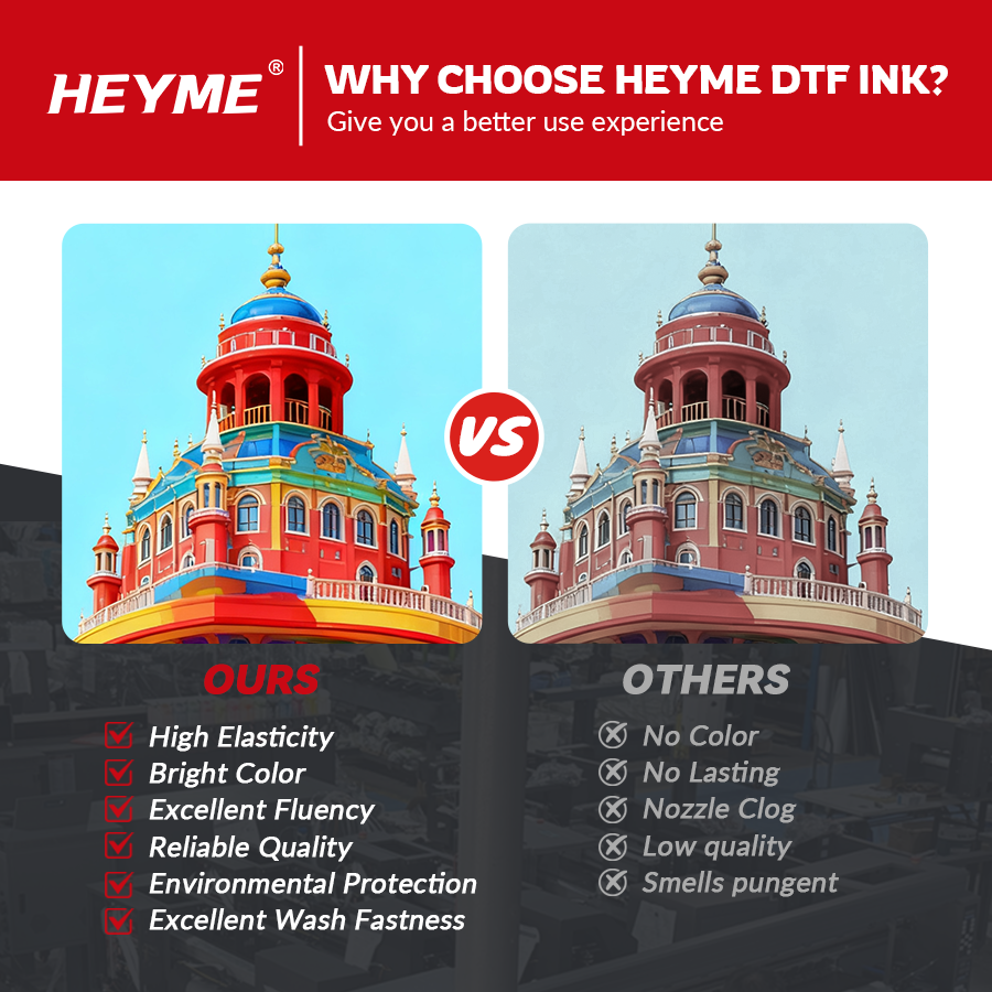 HEYME DTF White Ink Set | Pure White | 6 Bottles 1000ml | US Warehouse