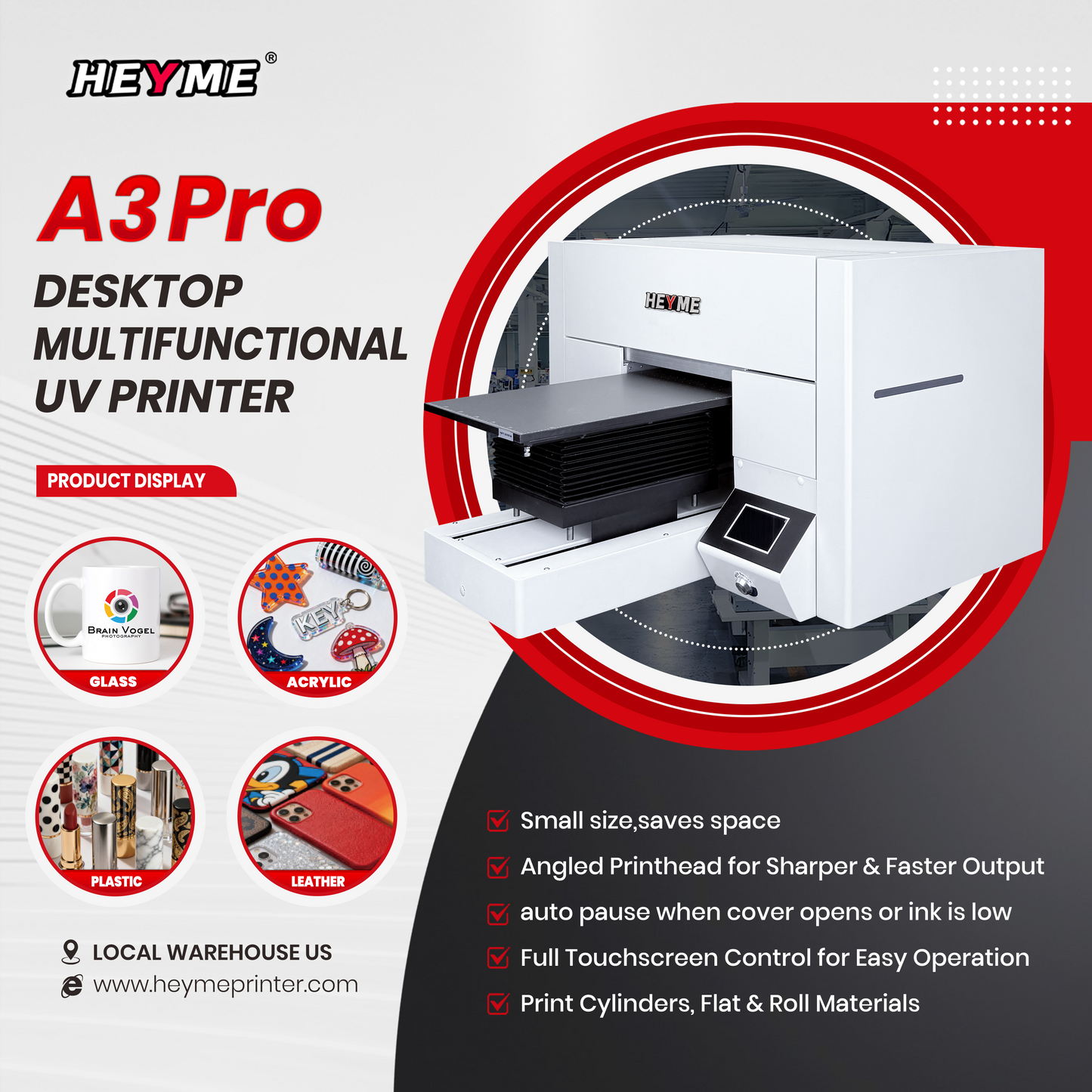 HEYME UV Desktop Printer | Direct-to-Object Printing | A3 Size | Epson I3200 Printhead