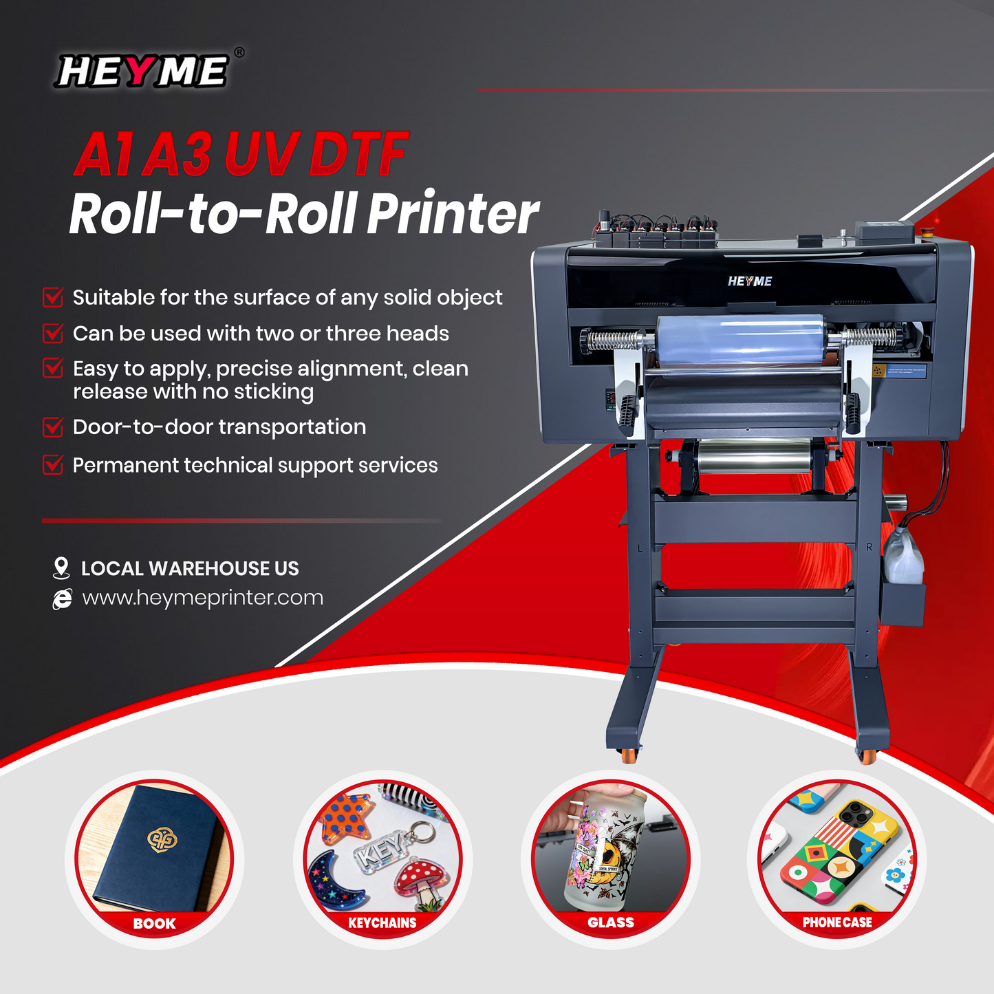 HEYME UV Printer | Roll-to-Roll Printing | A3/A1 Size | Epson XP600/I1600/I3200 Printhead