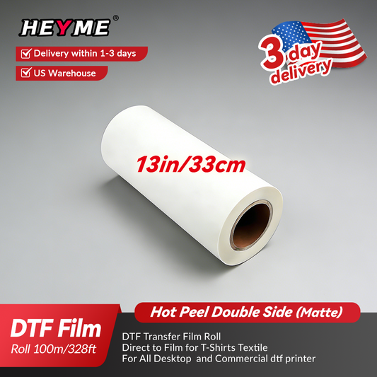 HEYME DTF Transfer Film | 1 Rolls 13” × 328ft (33cm × 100m) | Double Sided Matte | Instant Hot Peel | US Warehouse