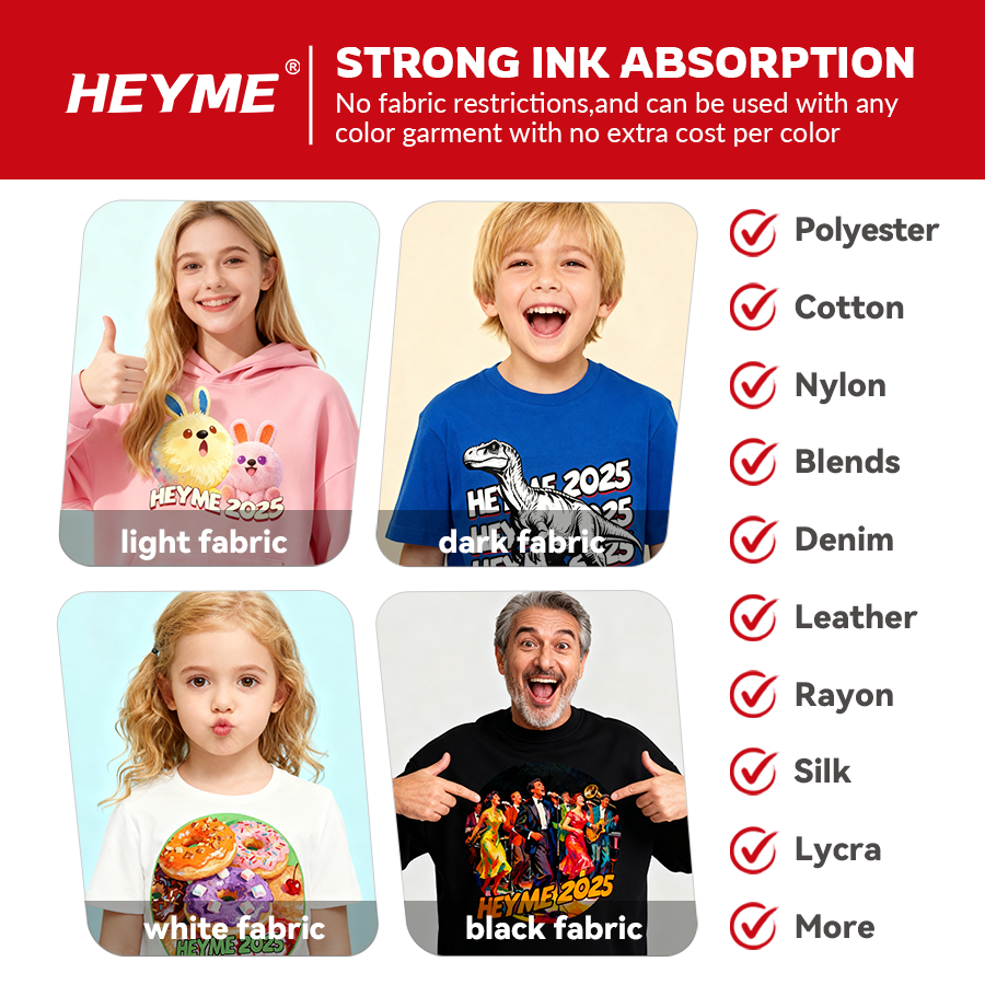 HEYME DTF White Ink Set | Pure White | 6 Bottles 1000ml | US Warehouse