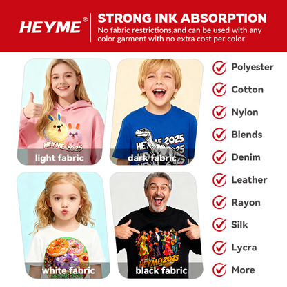 HEYME DTF White Ink Set | Pure White | 6 Bottles 1000ml | US Warehouse