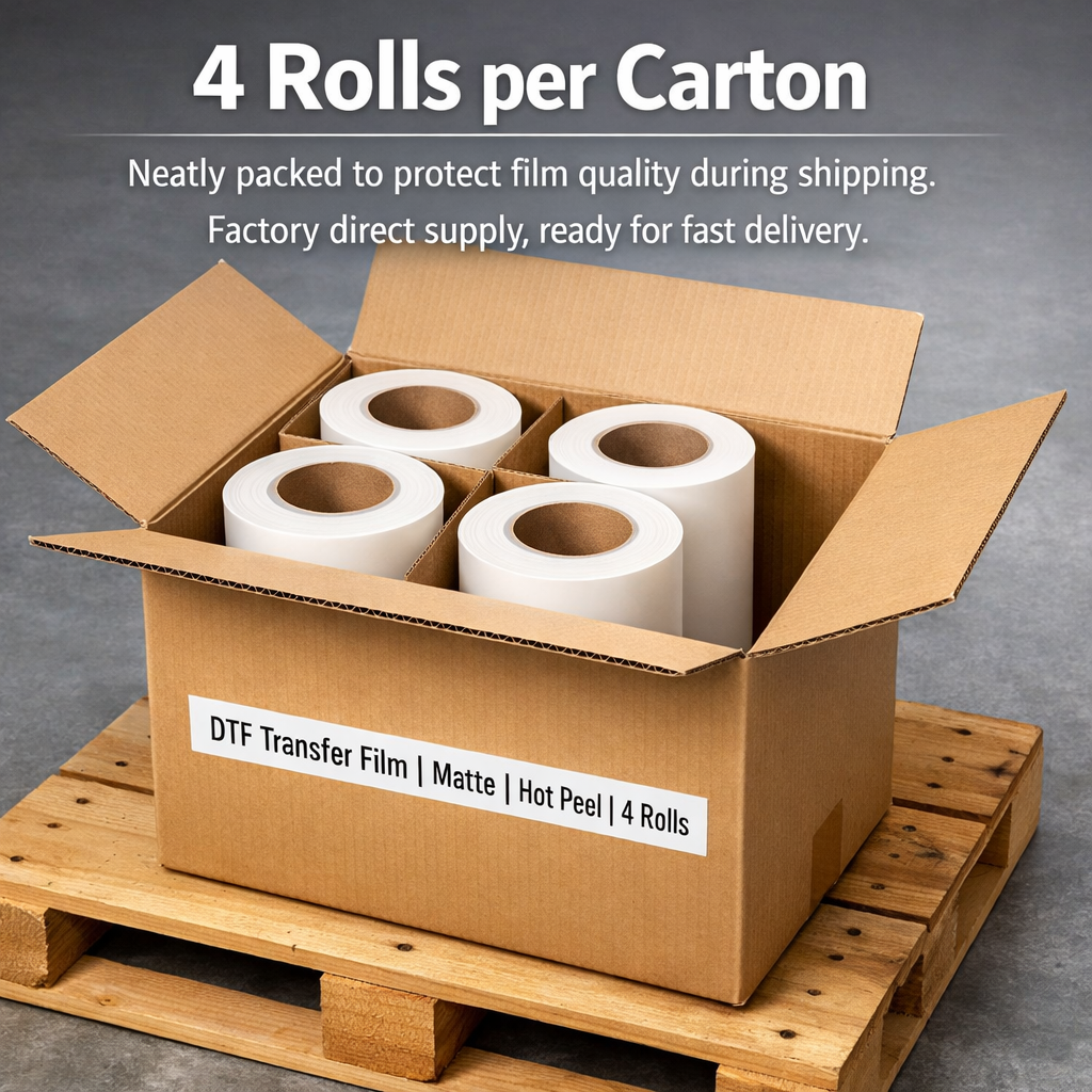 HEYME DTF Transfer Film | 4 Rolls 16” × 328ft (40cm × 100m) | Double Sided Matte | Instant Hot Peel | US Warehouse