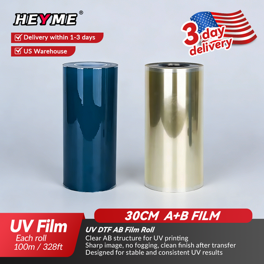 UV AB Transfer Film | 13inx328ft/30cmx100m | For UV DTF Printer | US Stock