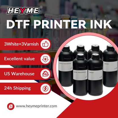 UV Ink | 3White+3Varnish | 6x1000ml | US Stock