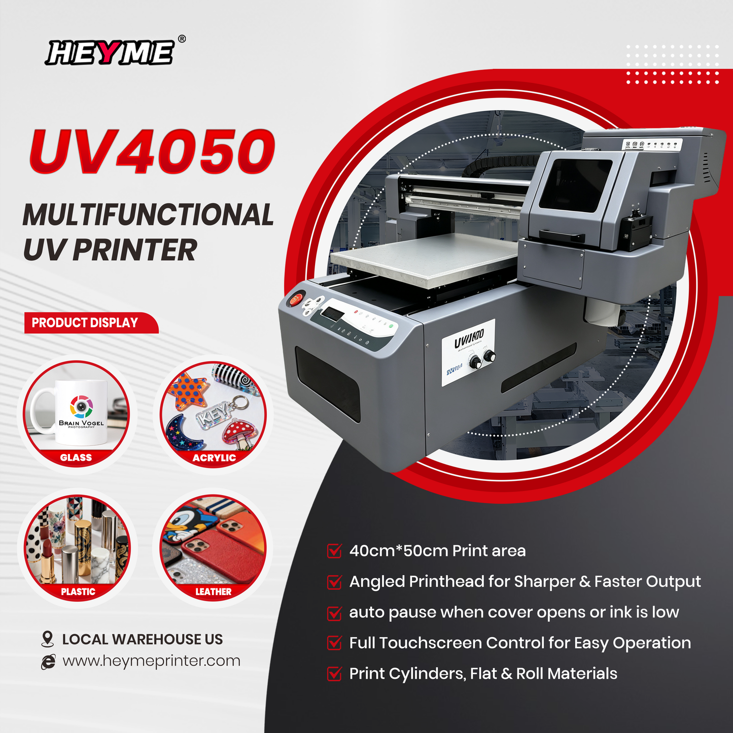 HEYME UV Printer 4050 | Direct-to-Object Printing | Epson xp600/i1600/i3200 Printhead