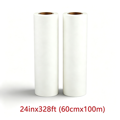 DTF Transfer Film | 2 Rolls 24” × 328ft (60cm × 100m) | Double Sided Matte | Instant Hot Peel | US Warehouse
