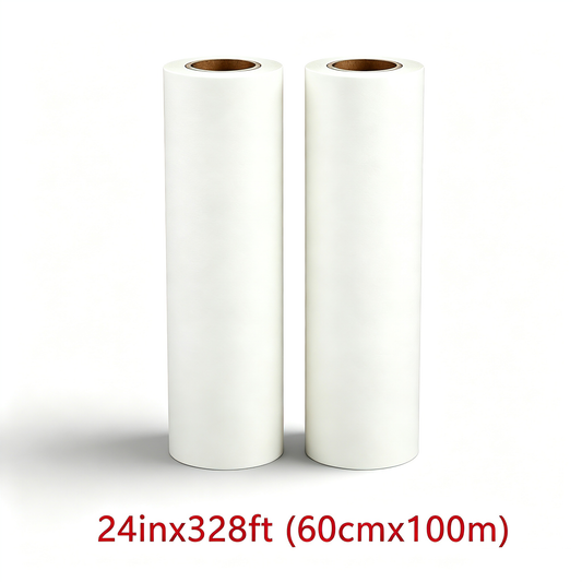 DTF Transfer Film | 2 Rolls 24” × 328ft (60cm × 100m) | Double Sided Matte | Instant Hot Peel | US Warehouse