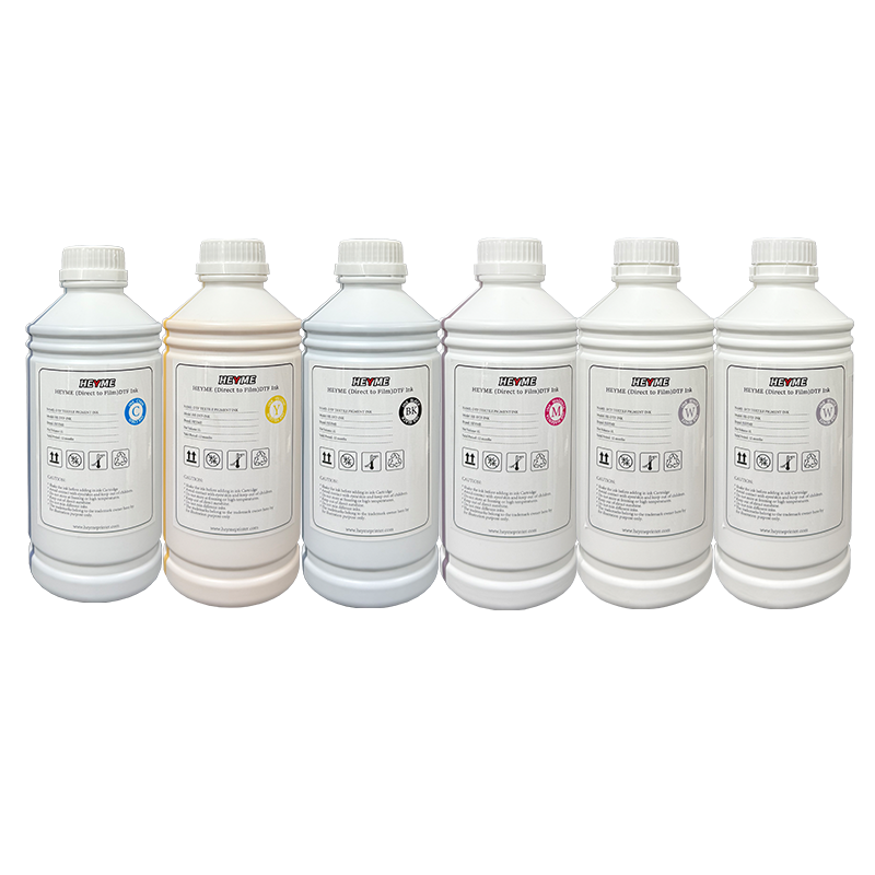 DTF Consumables Set | 6 Bottles 500ml CMYK+2W + 100ml Moisturizing + 100ml Cleaning + 1kg Powder