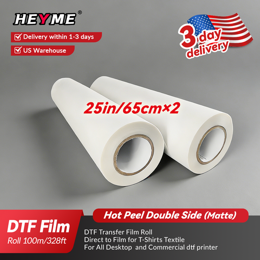 2 Rolls 25” × 328ft (65cm × 100m) | Double Sided Matte | Instant Hot Peel | US Warehouse