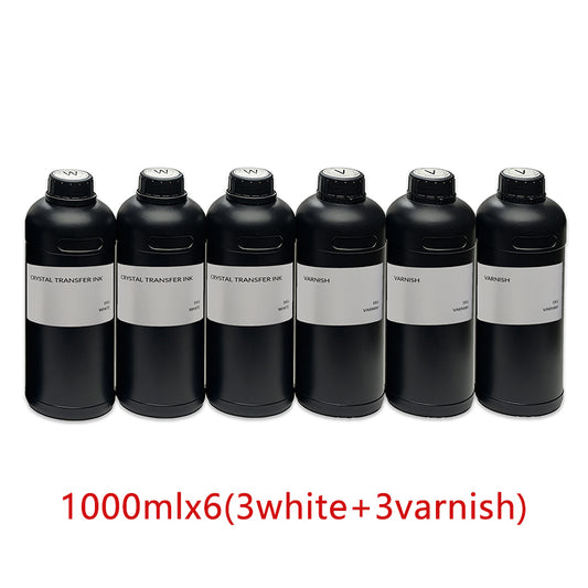 UV Ink | 3White+3Varnish | 6x1000ml | US Stock